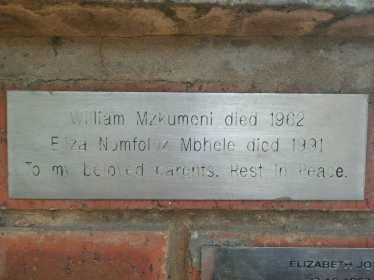 MZKUMENI William -1962 &amp; Eliza Nomfoloz MBHELE -1991
