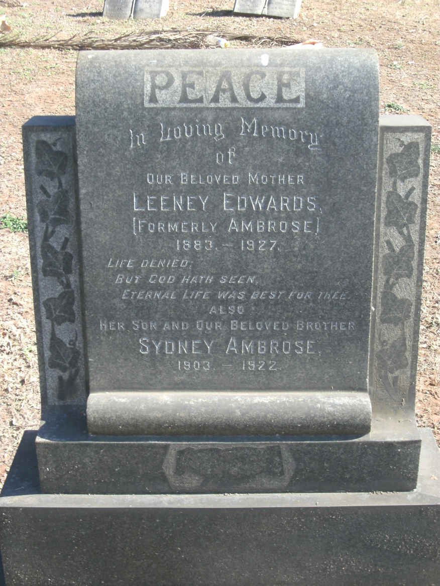 EDWARDS Leeney formerly AMBROSE 1883-1927 :: EDWARDS Sydney Ambrose 1903-1922