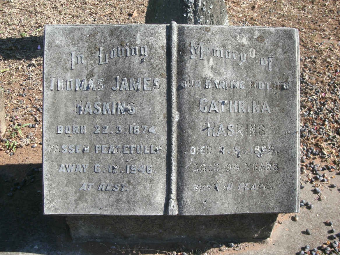 HASKINS Thomas James 1874-1946 &amp; Cathrina -1966