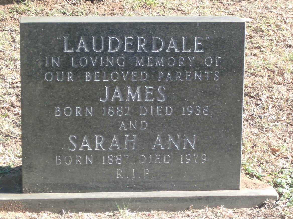 LAUDERDALE James 1882-1938 &amp; Sarah Ann 1887-1979