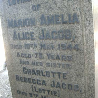 JACOB Marion Amelia Alice -1944 :: JACOB Charlotte Rebecca -1958