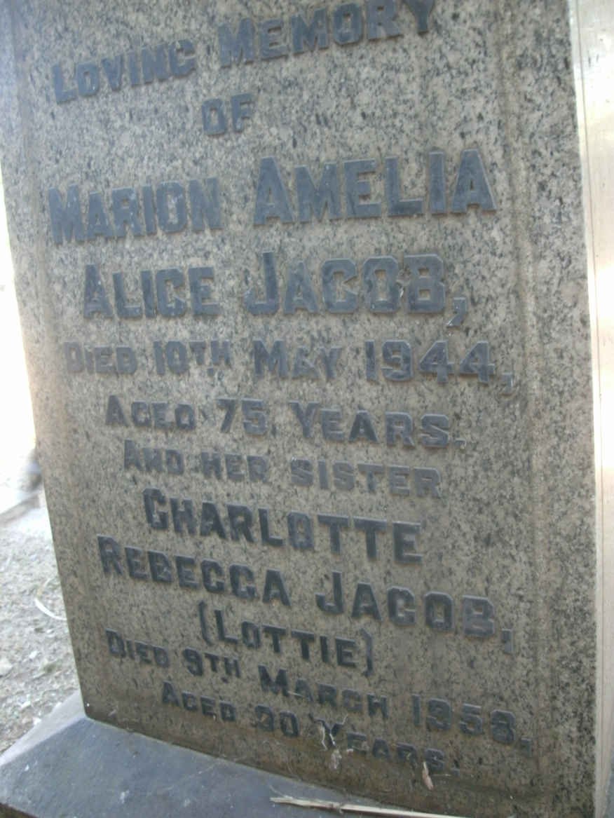 JACOB Marion Amelia Alice -1944 :: JACOB Charlotte Rebecca -1958