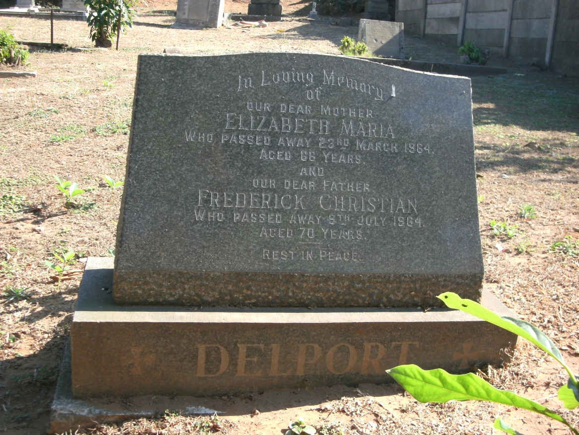 DELPORT Frederick Christian -1964 &amp; Elizabeth Maria -1964