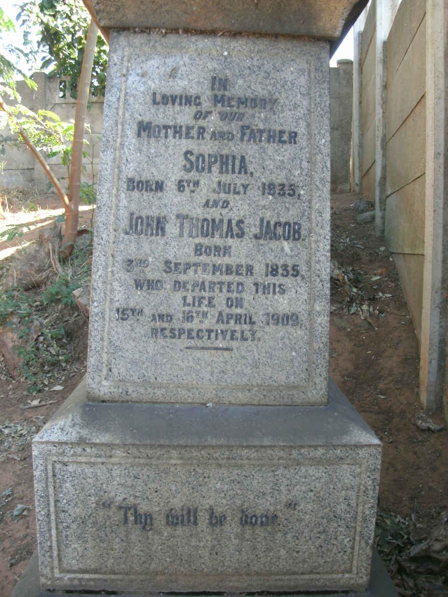 JACOB John Thomas 1835-1909 &amp; Sophia 1835-1909
