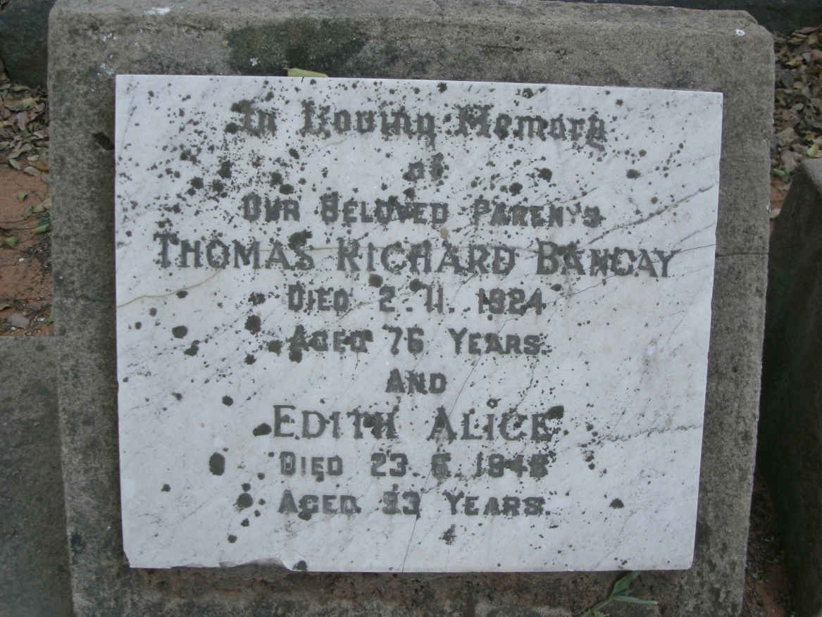 BANGAY Thomas Richard -1924 &amp; Edith Alice -1948