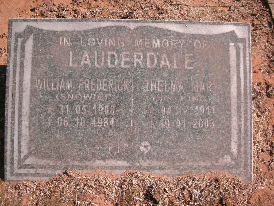LAUDERDALE William Frederick 1908-1984 &amp;  Thelma Mary KING 1911-2003