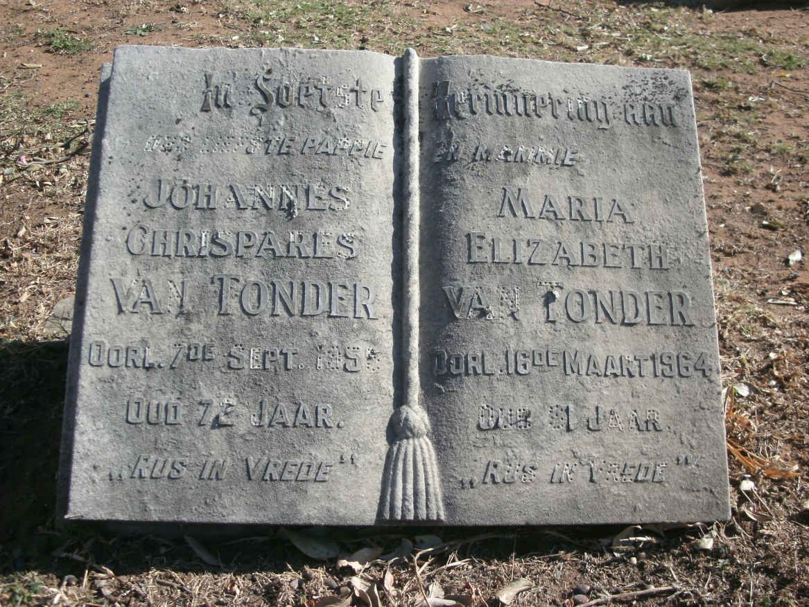 TONDER Johannes Chrispares, van -1955 &amp; Maria Elizabeth -1964