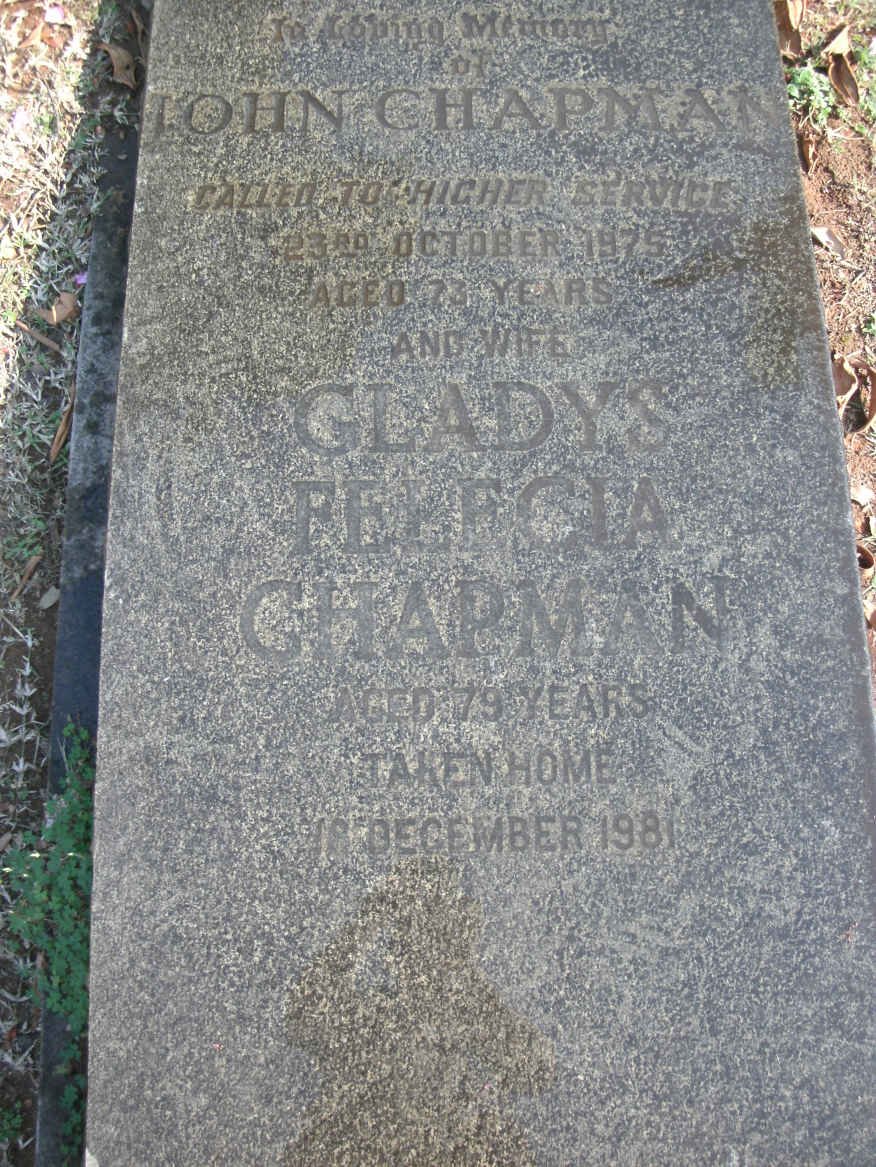 CHAPMAN John -1975 &amp; Gladys Felecia -1981