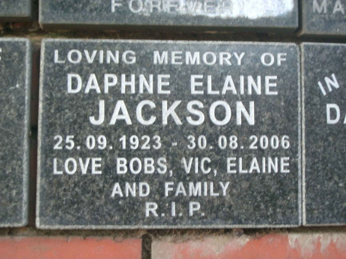 JACKSON Daphne Elaine 1923-2006