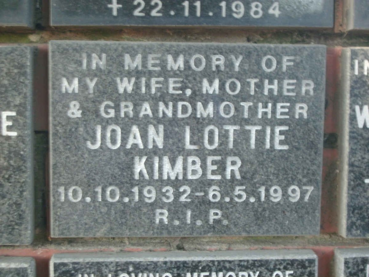 KIMBER Joan Lottie 1932-1997