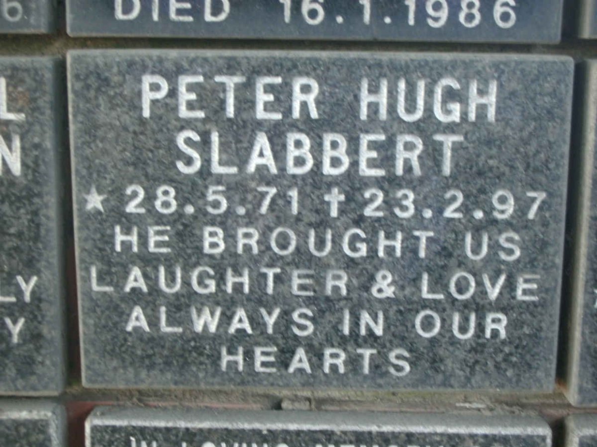 SLABBERT Peter Hugh 1971-1997