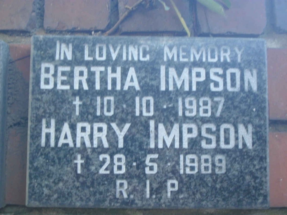IMPSON Harry -1989 &amp; Bertha -1987