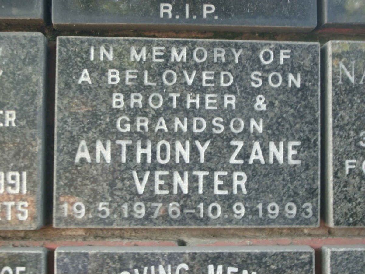 VENTER Anthony Zane 1976-1993