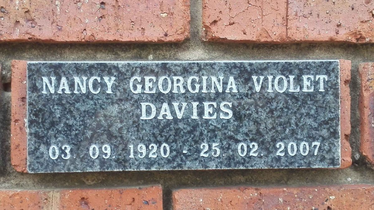 DAVIES Nancy Georgina Violet 1920-2007