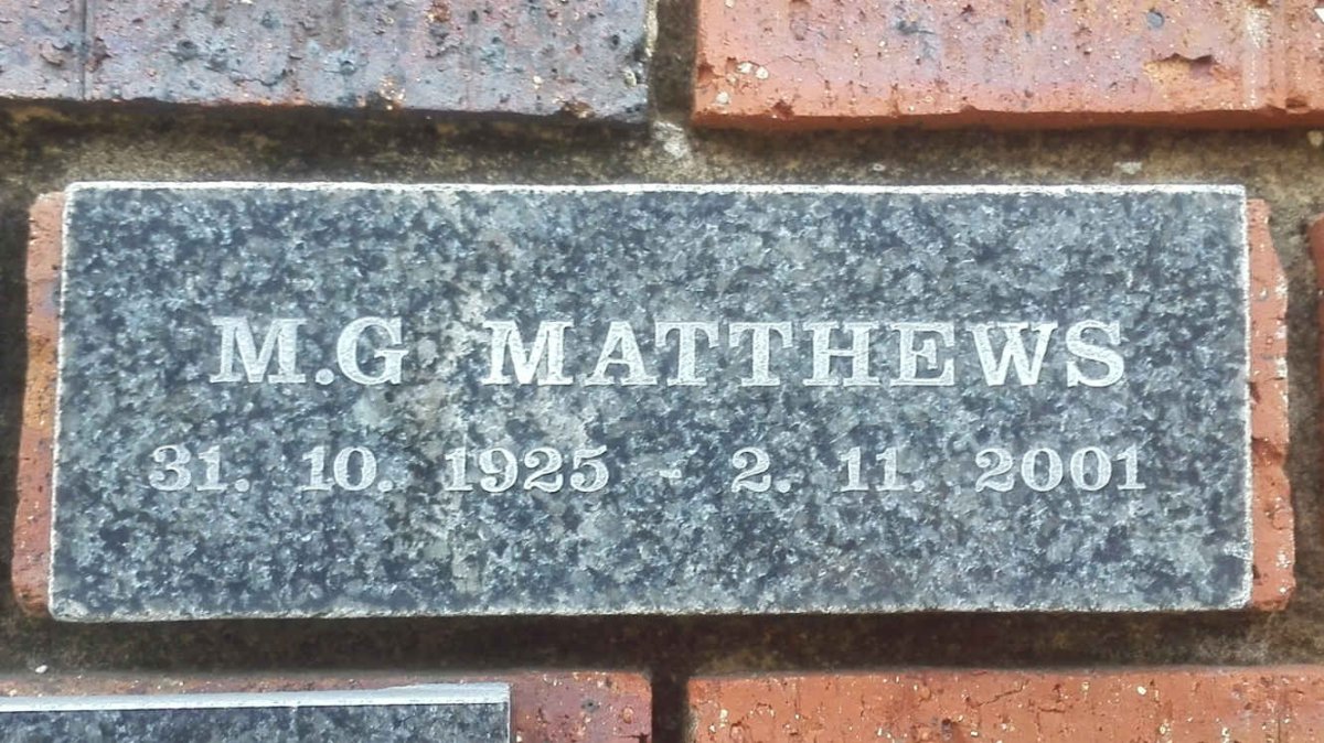 MATTHEWS M. G. 1925-2001