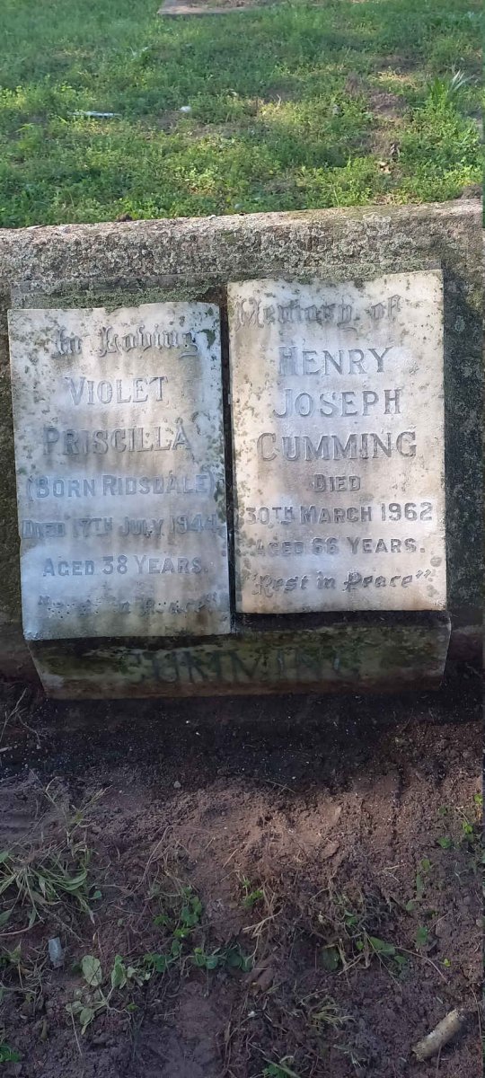 CUMMING Henry Joseph -1962 & Violet Priscilla nee RIDSDALE -1944