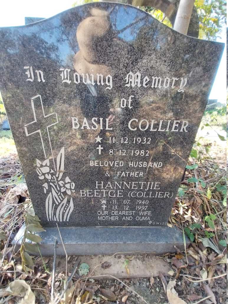 COLLIER Basil 1932-1982 & Hannetjie BEETGE 1940-1997