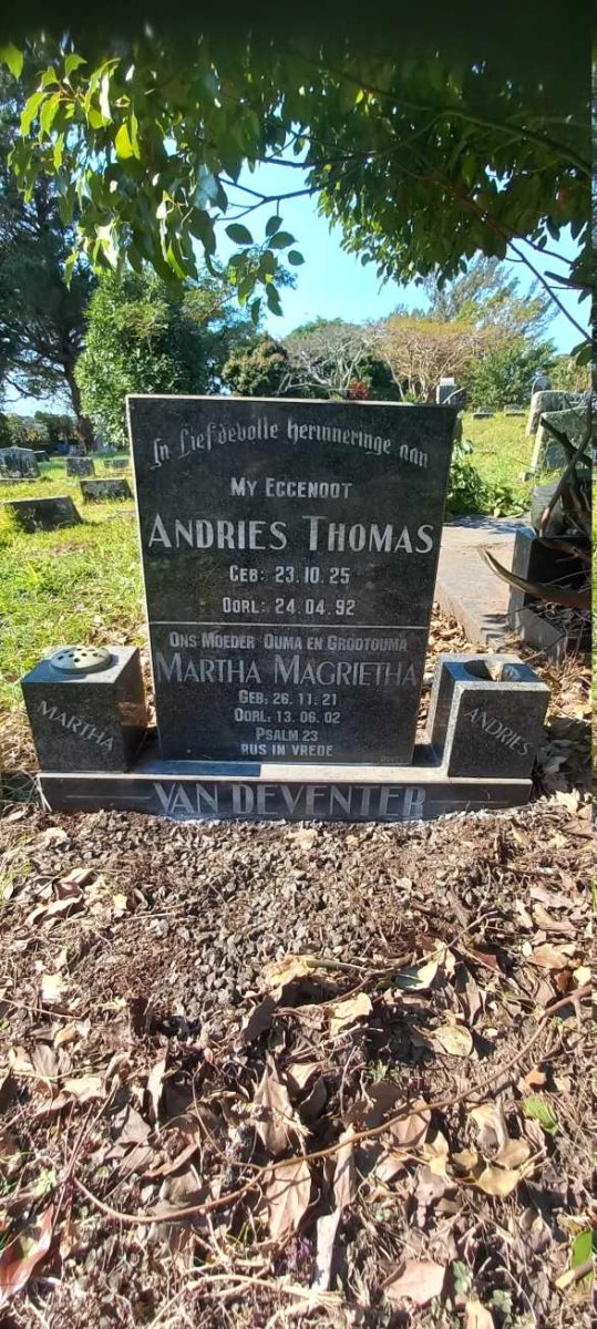DEVENTER Andries Thomas, van 1925-1992 & Martha Magrietha 1921-2002