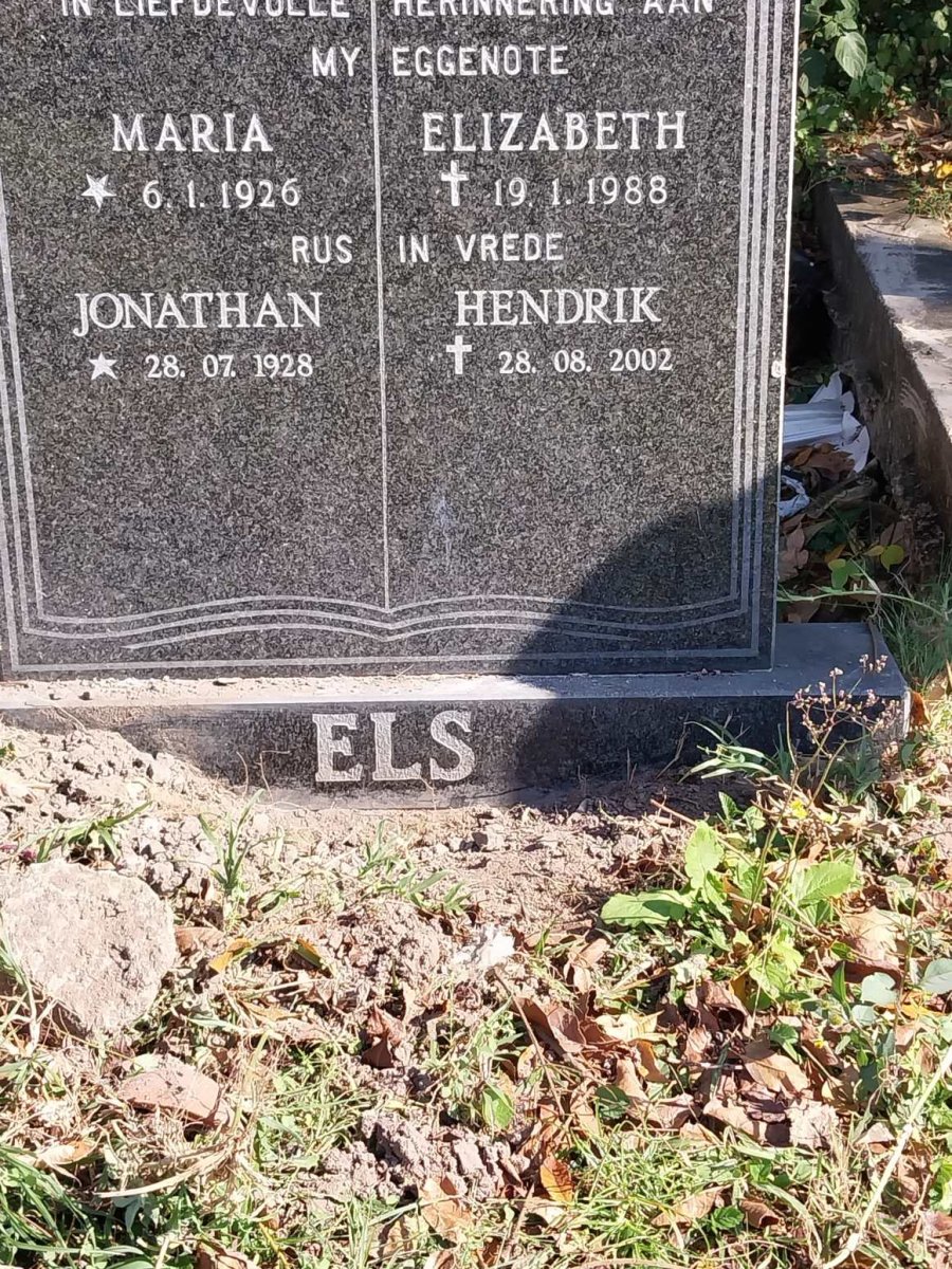 ELS Jonathan Hendrik 1928-2002 & Maria Elizabeth 1926-1988