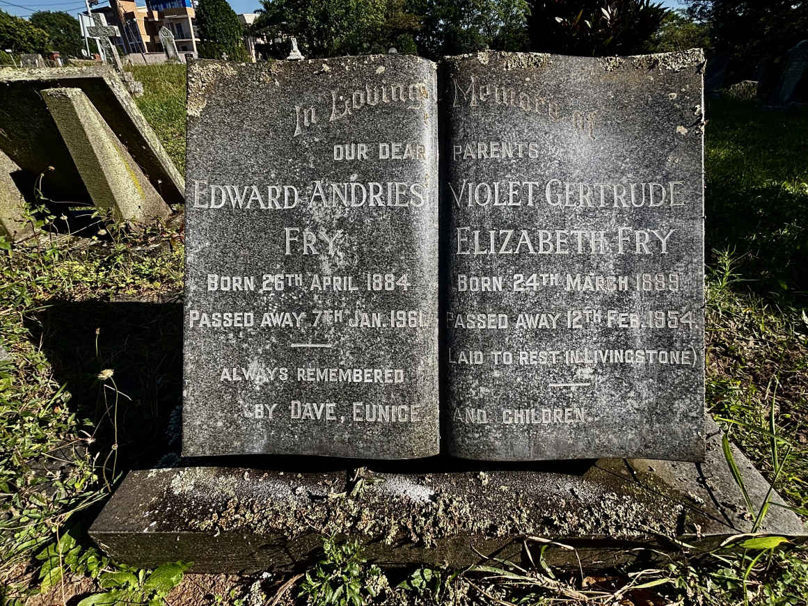 FRY Edward Andries 1884-1961 & Violet Gertrude Elizabeth 1889-1954