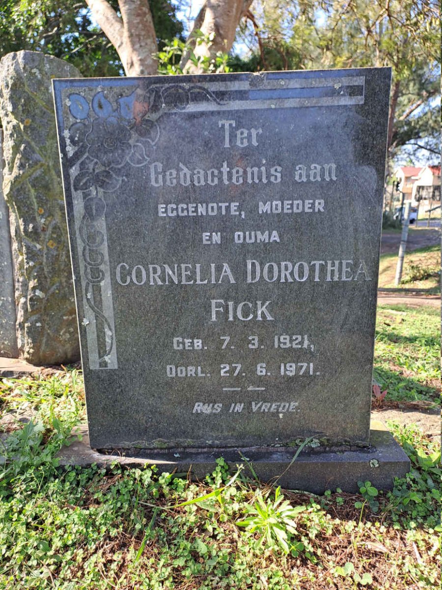 FICK Cornelia Dorothea 1921-1971