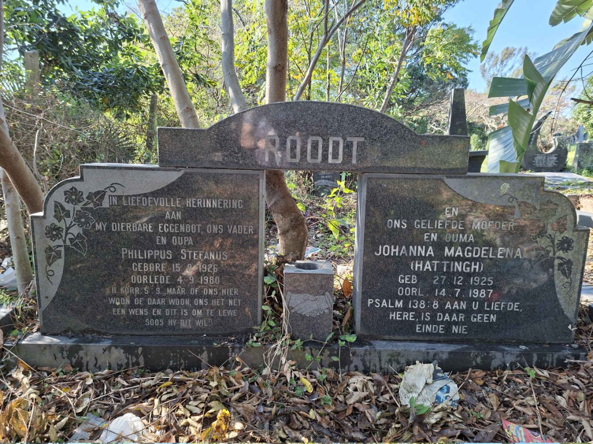 ROODT Philippus Stefanus 1926-1980 & Johanna Magdelena HATTINGH 1925-1987