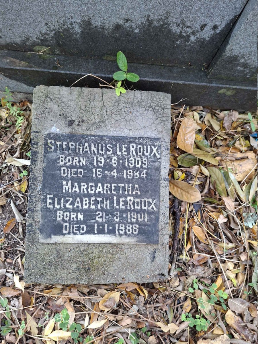 ROUX Stephanus, le 1909-1984 & Margaretha Elizabeth 1901-1988
