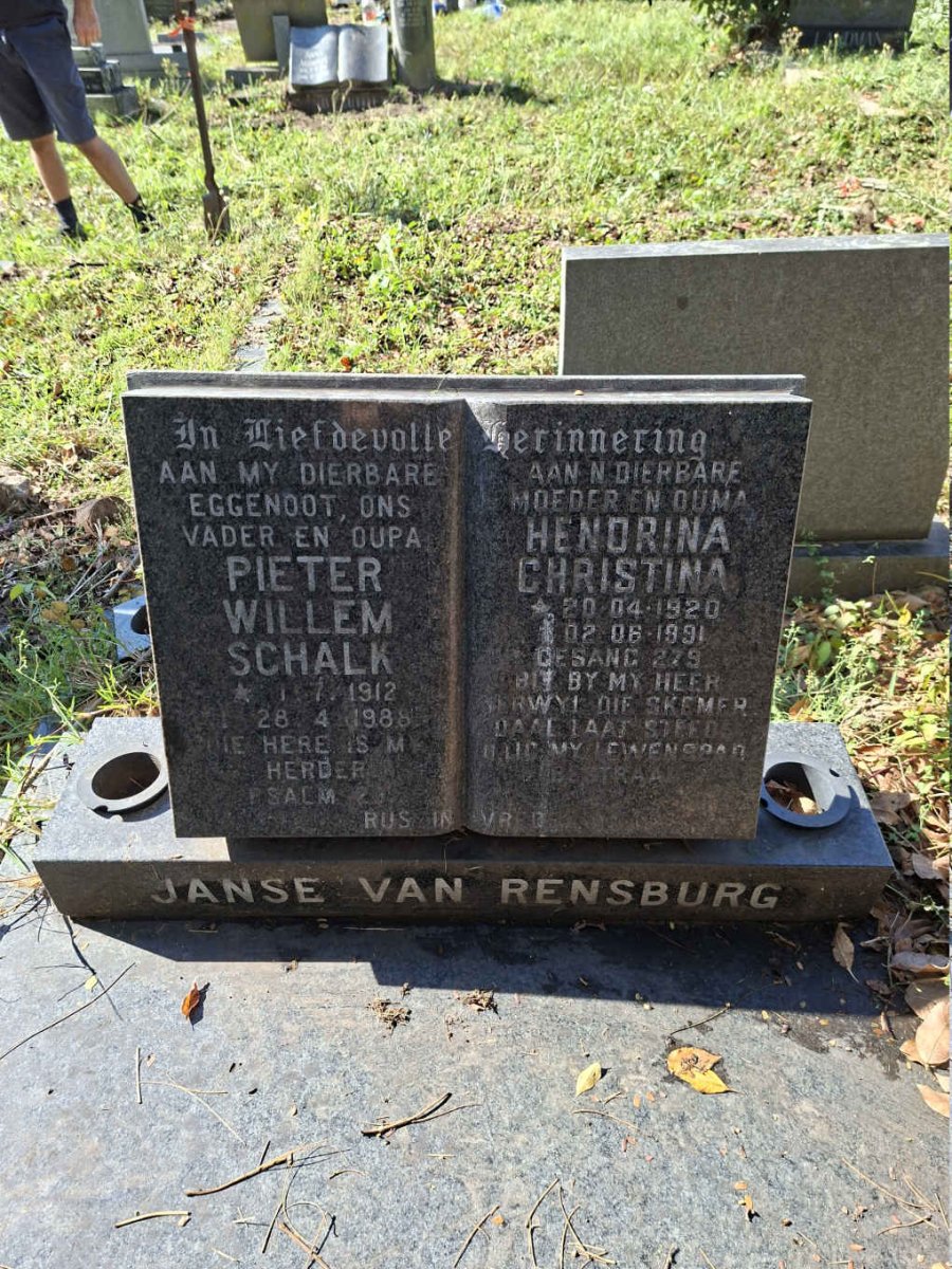 RENSBURG Pieter Willem Schalk, Janse van 1912-1988 & Hendrina Christina 1920-1991