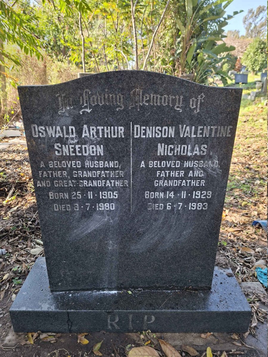 SNEEDON Oswald Arthur 1905-1980 :: NICHOLAS Denison Valentine 1929-1983