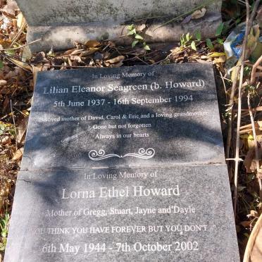 SEAGREEN Lilian Eleanor nee HOWARD 1937-1994 :: HOWARD Lorna Ethel 1944-2002