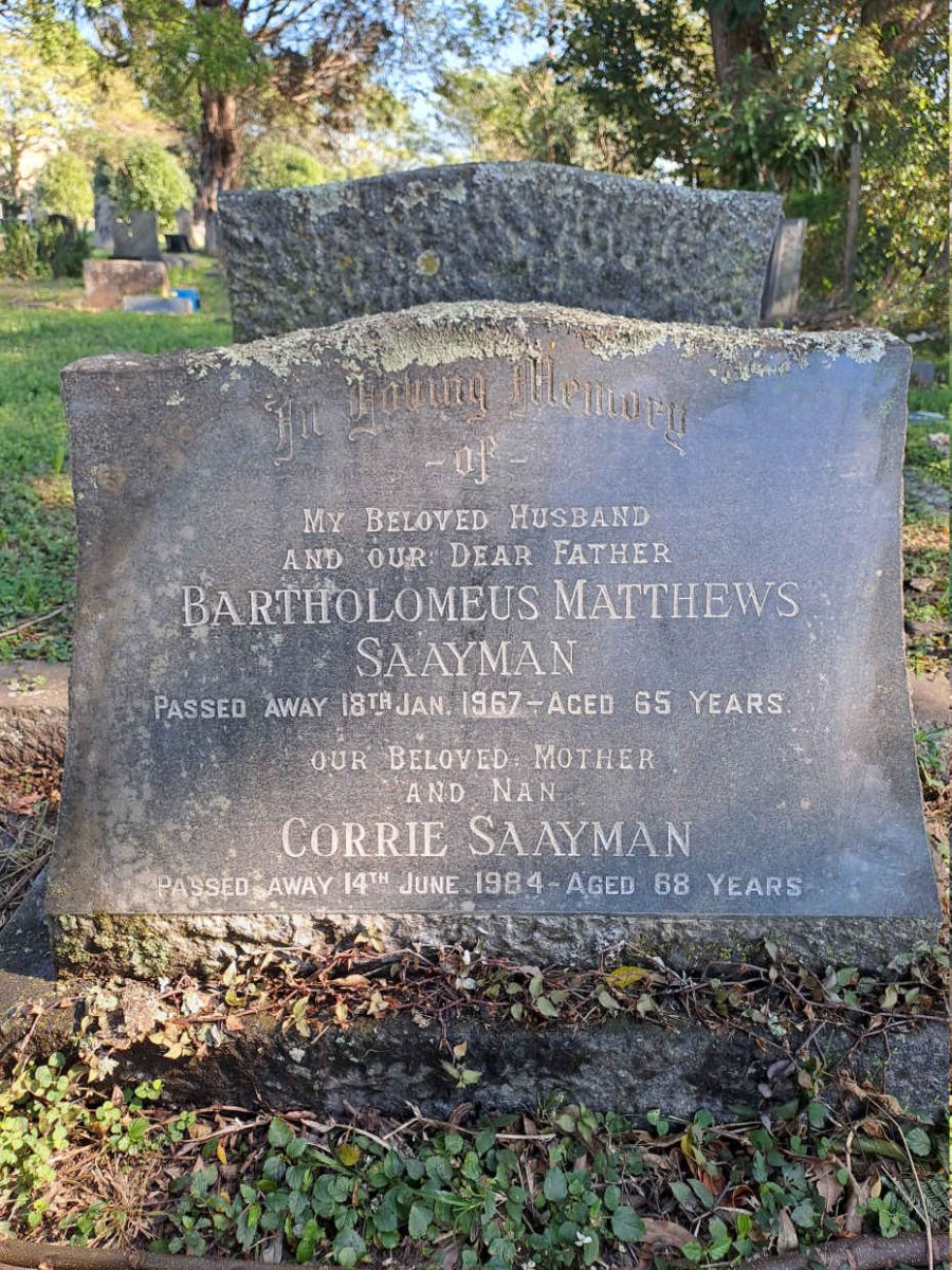 SAAYMAN Bartholomeus Matthews -1967 & Corrie -1984