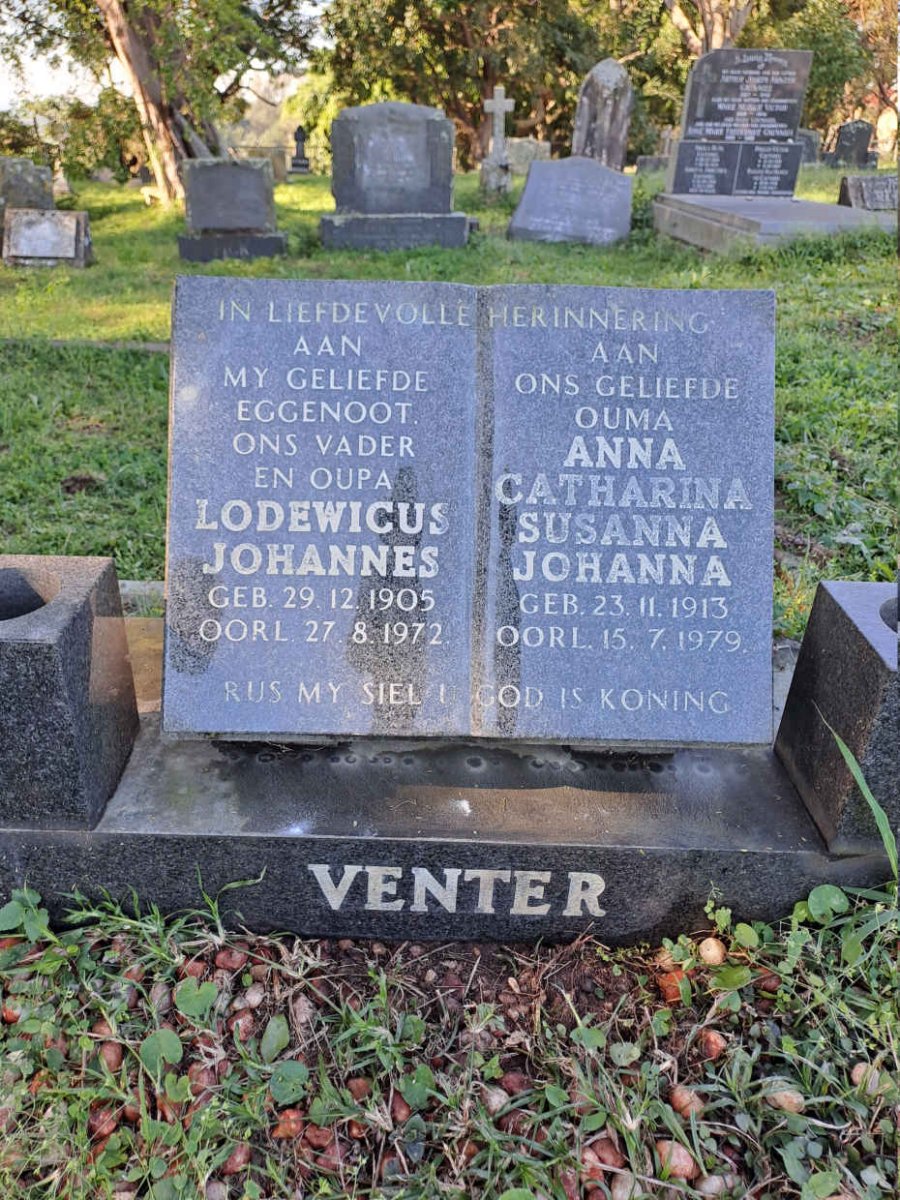 VENTER Lodewicus Johannes 1905-1972 & Anna Catharina Susanna Johanna 1913-1979