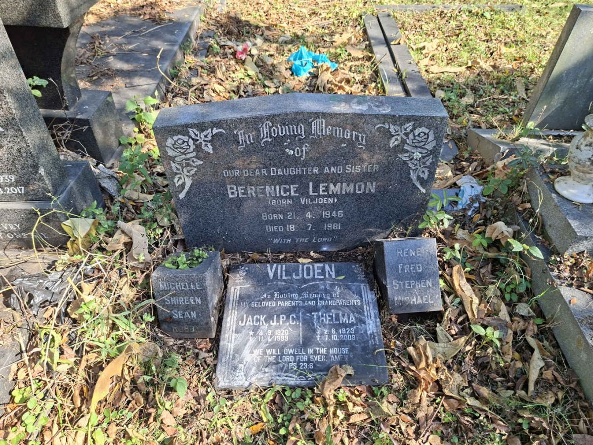 VILJOEN Jack J.P.C 1920-1999 & Thelma 1923-2009 :: LEMMON Berenice nee VILJOEN 1946-1981 