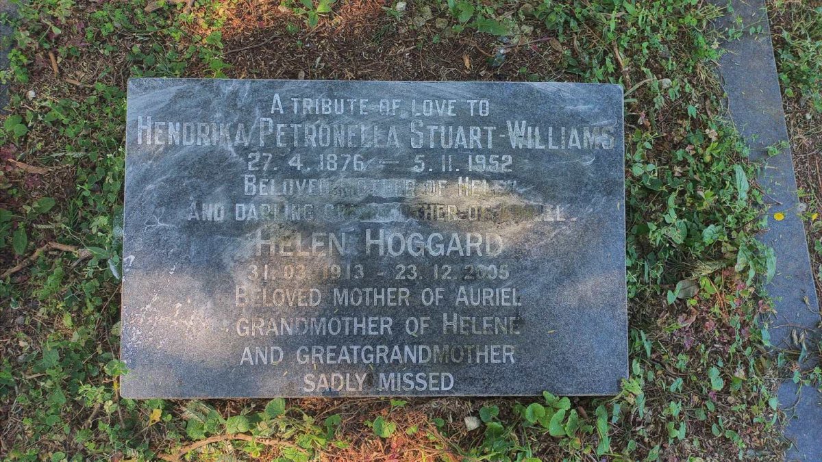 WILLIAMS Hendrika Petronella, STUART- 1876-1952 :: HOGGARD Helen 1913-2005