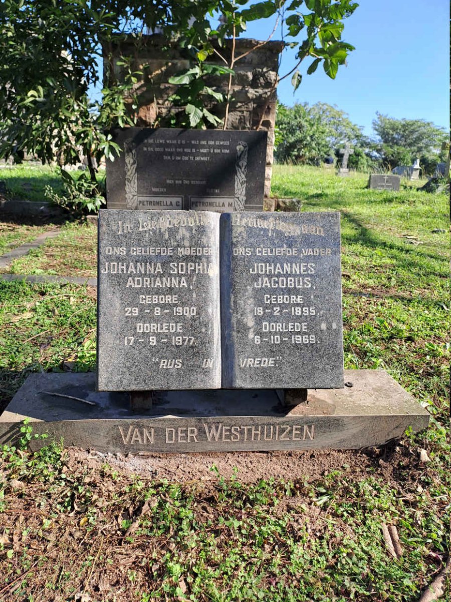 WESTHUIZEN Johannes Jacobus, van der 1895-1969 & Johanna Sophia Adrianna 1900-1977