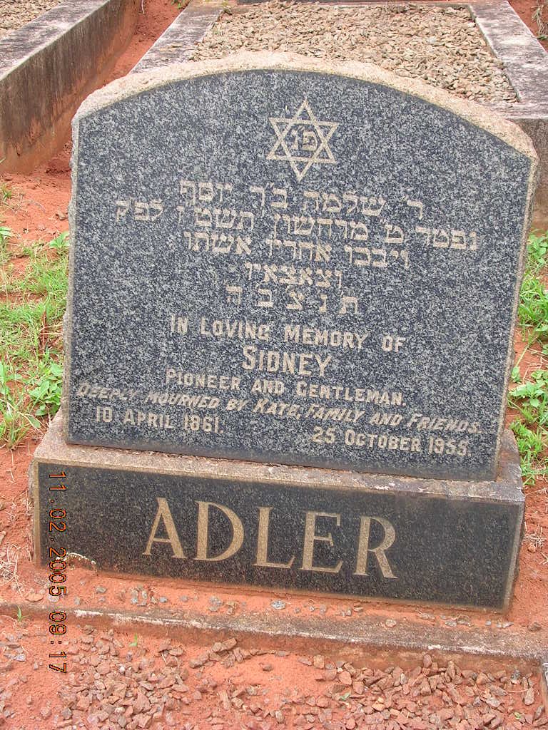 ADLER Sidney 1861-1955