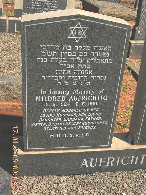 AUFRICHTIG Mildred 1924-1980