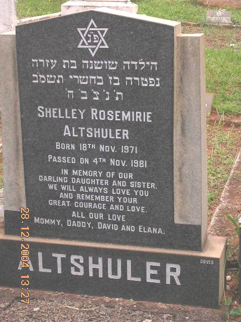 ALTSHULER Shelley Rosemirie 1971-1981
