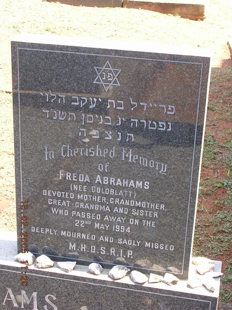 ABRAHAMS Freda nee GOLDBLATT -1994