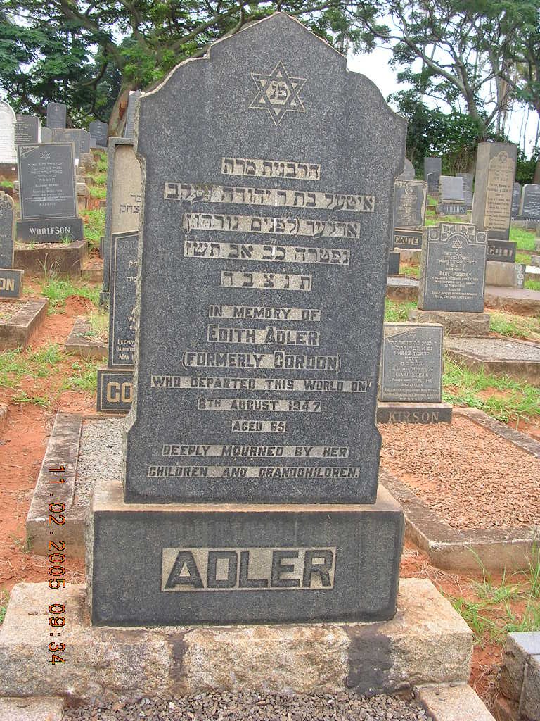 ADLER Edith formerly GORDON -1947