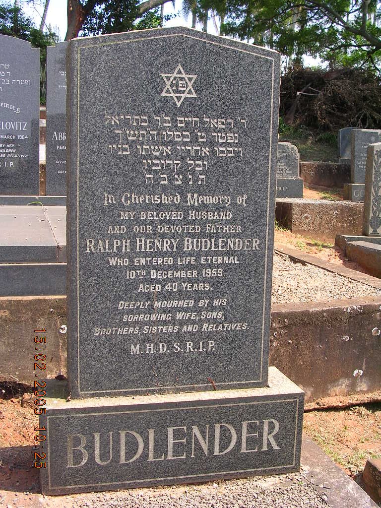 BUDLENDER Ralph Henry -1959