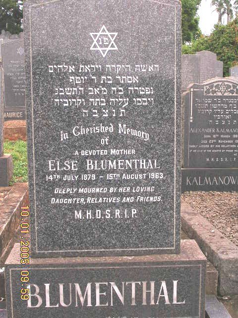 BLUMENTHAL Else 1879-1963