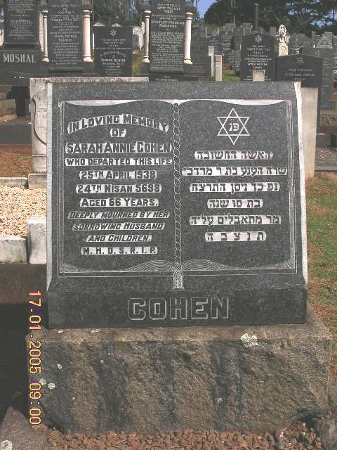 COHEN Sarah Annie -1938