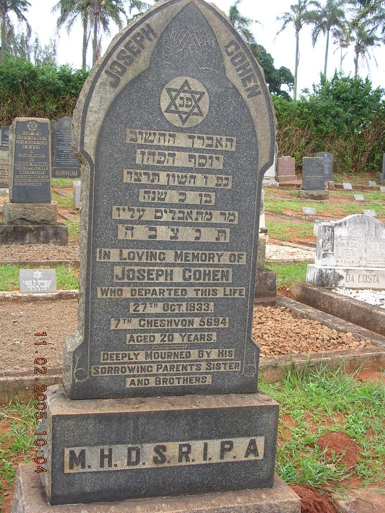 COHEN Joseph -1933