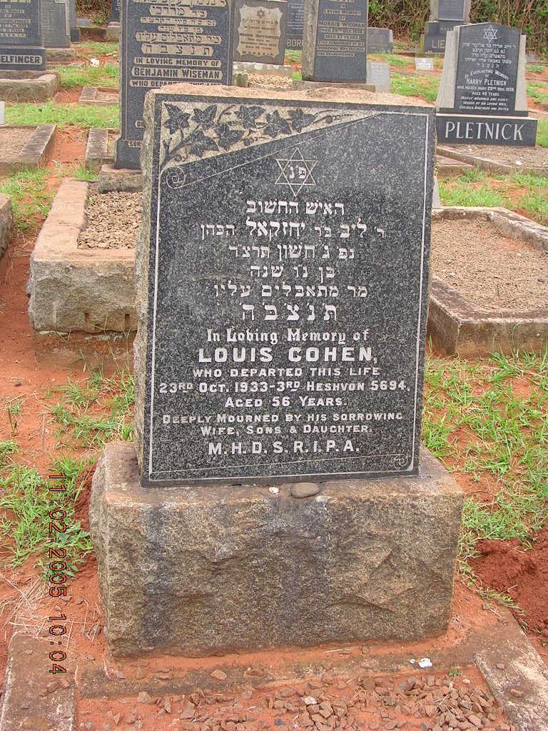 COHEN Louis -1933