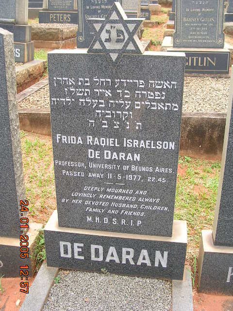 DARAN Frida Raqiel Israelson, de -1977