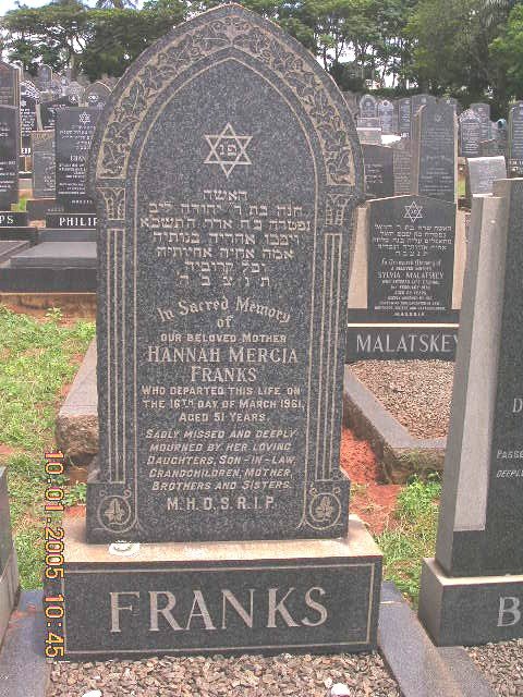 FRANKS Hannah Mercia -1961