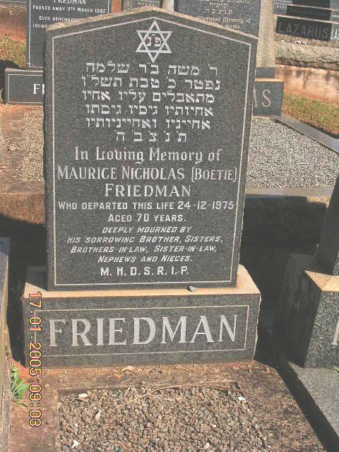 FRIEDMAN Maurice Nicholas -1975