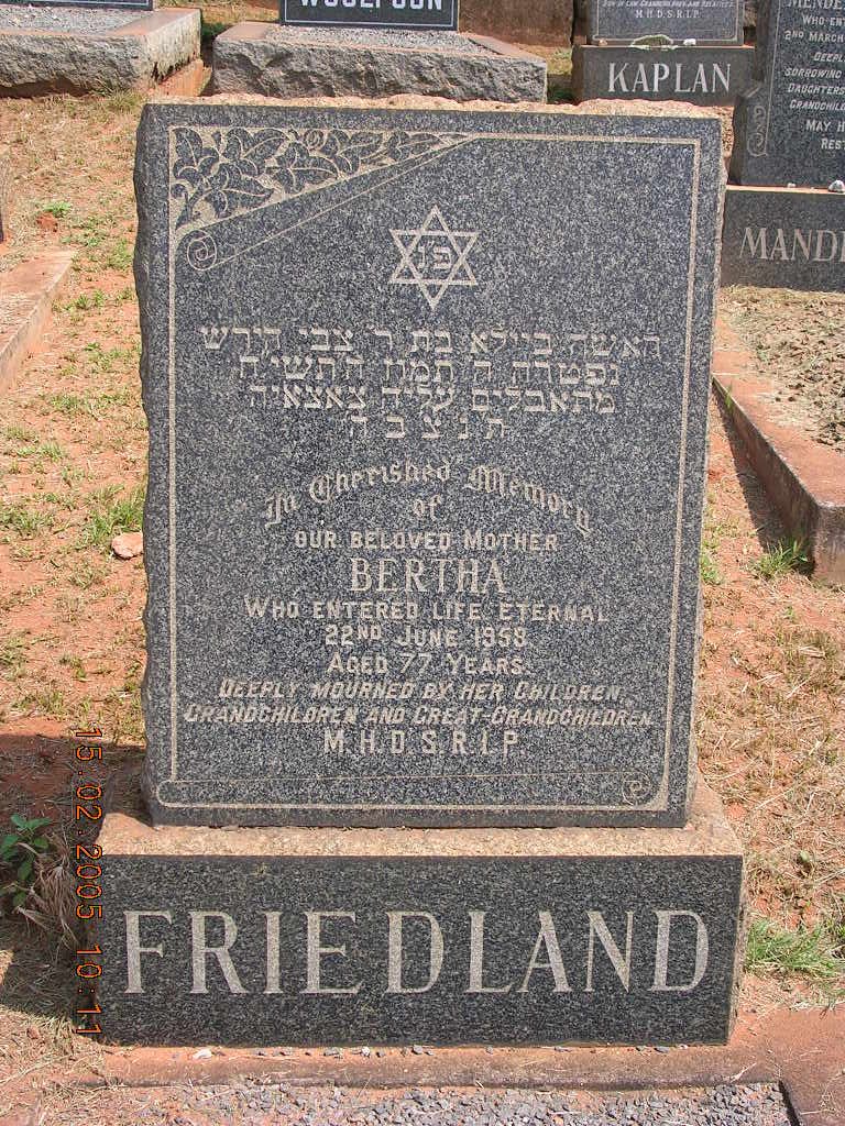 FRIEDLAND Bertha -1958