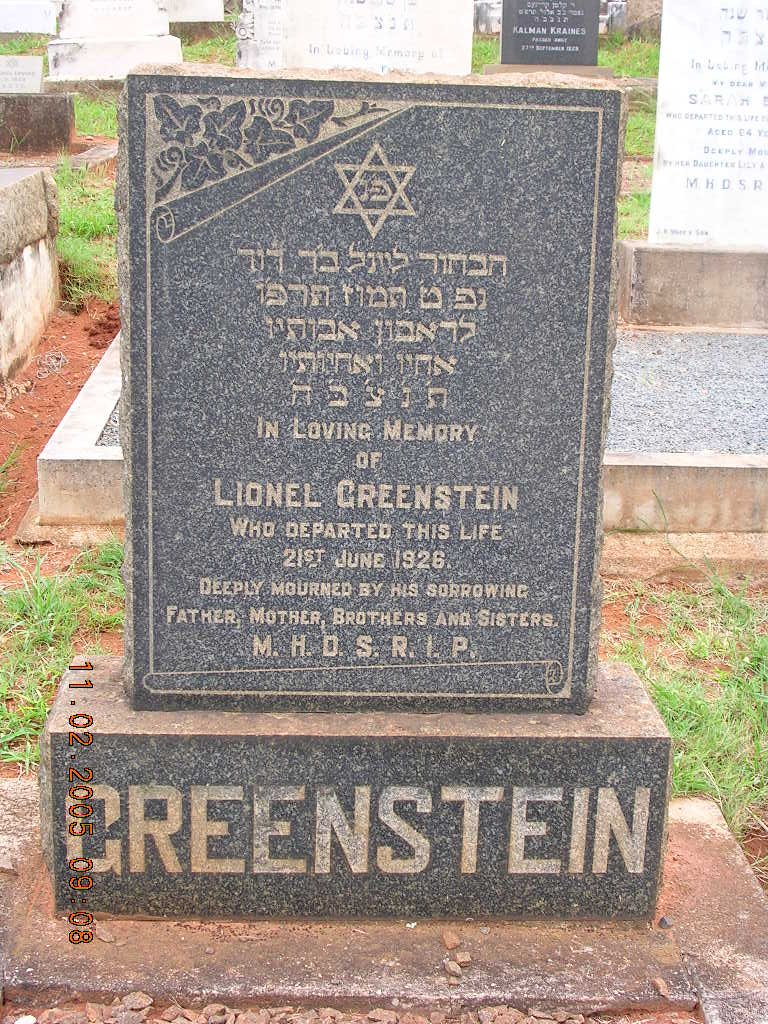 GREENSTEIN Lionel -1926